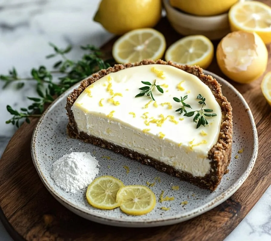 Delicious Keto High Protein Lemon Cheesecake ready to enjoy, low-carb dessert.