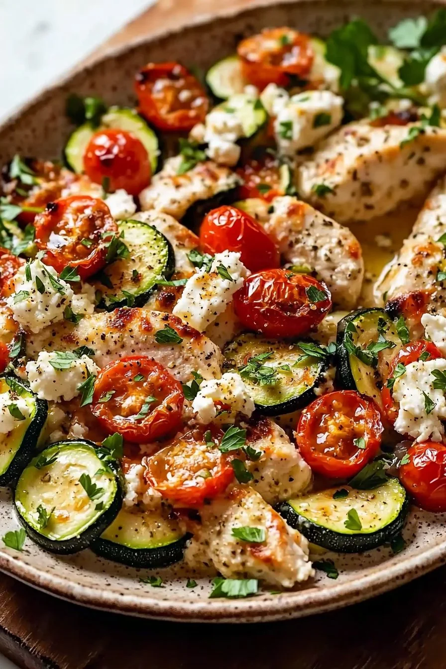 Mediterranean Chicken Zucchini Bake