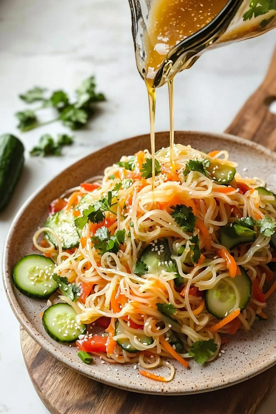 No Cook Noodle Salad with a Tangy Dressing