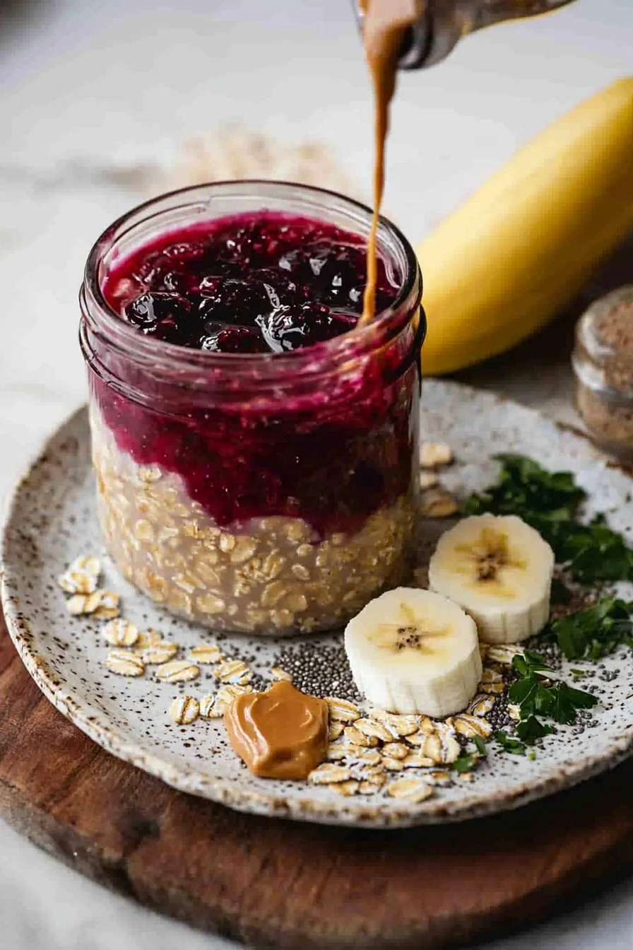 Peanut Butter and Jelly Overnight Oats