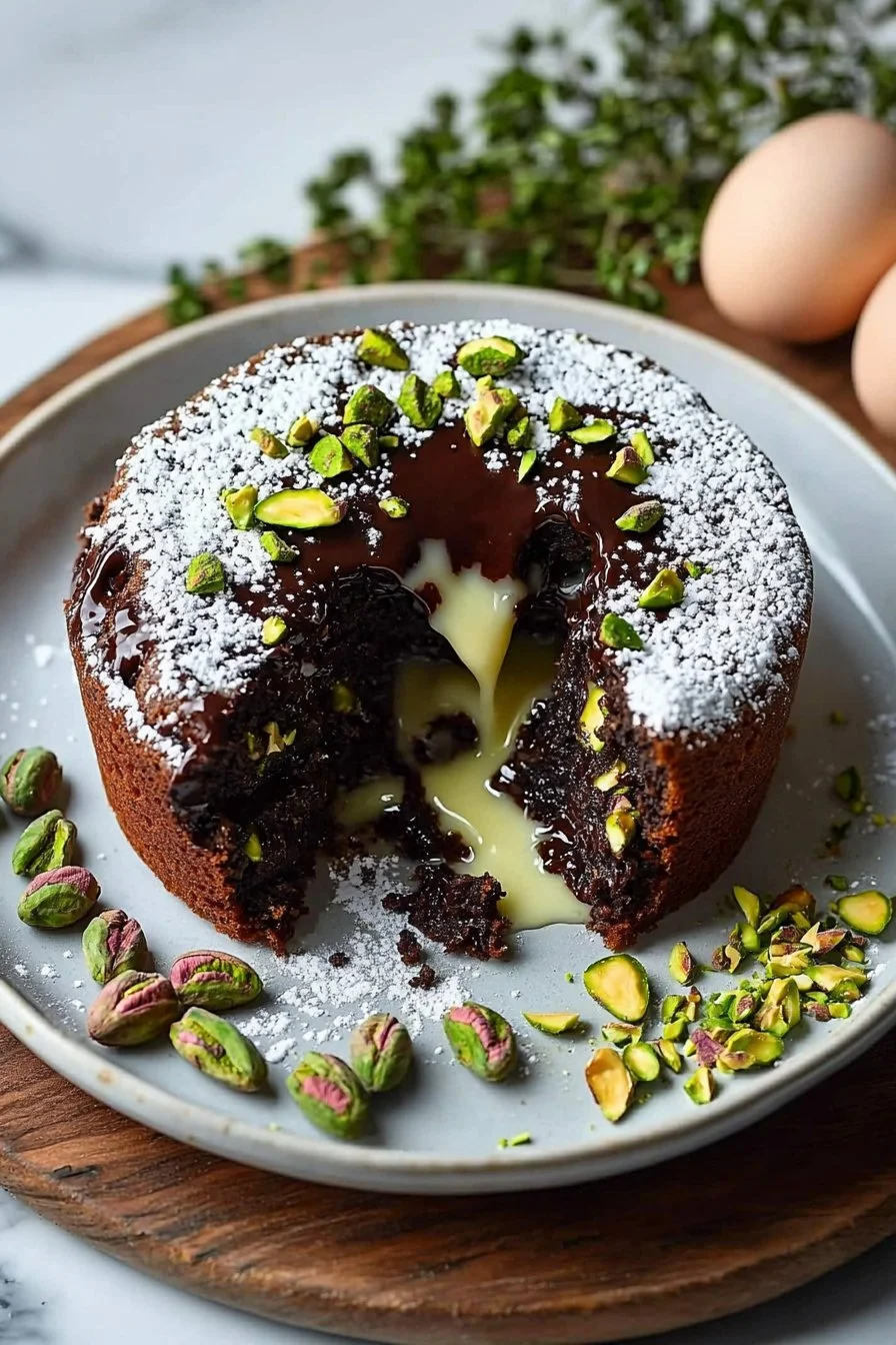Pistachio Chocolate Lava Cakes