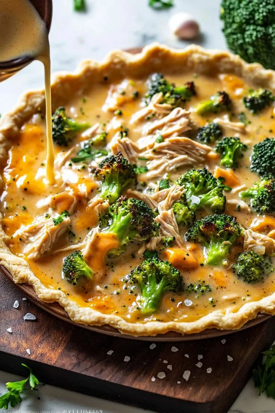 Roasted Broccoli Cheddar Chicken Pot Pie