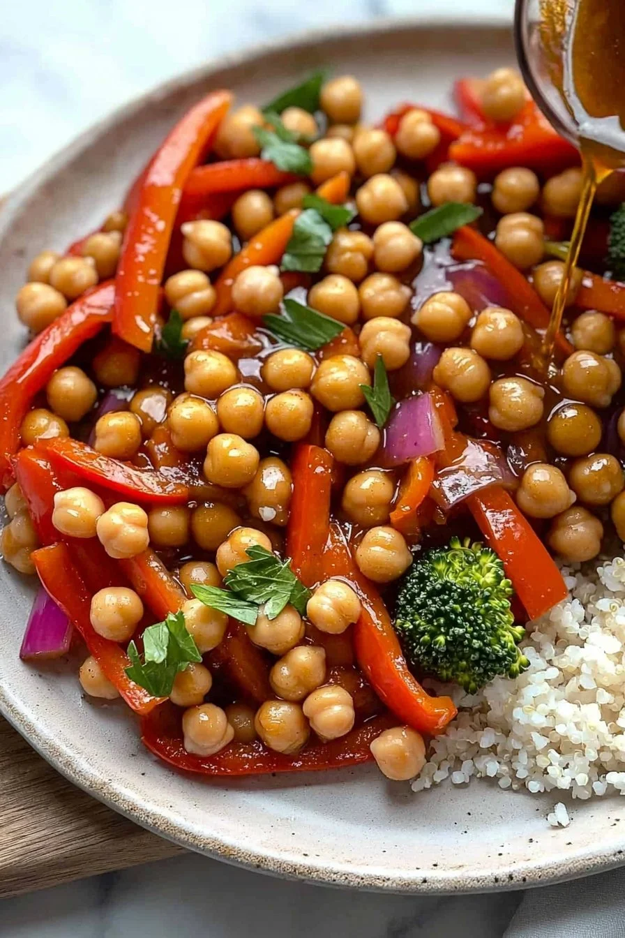 Sheet Pan Sweet & Sour Chickpeas with Veggies