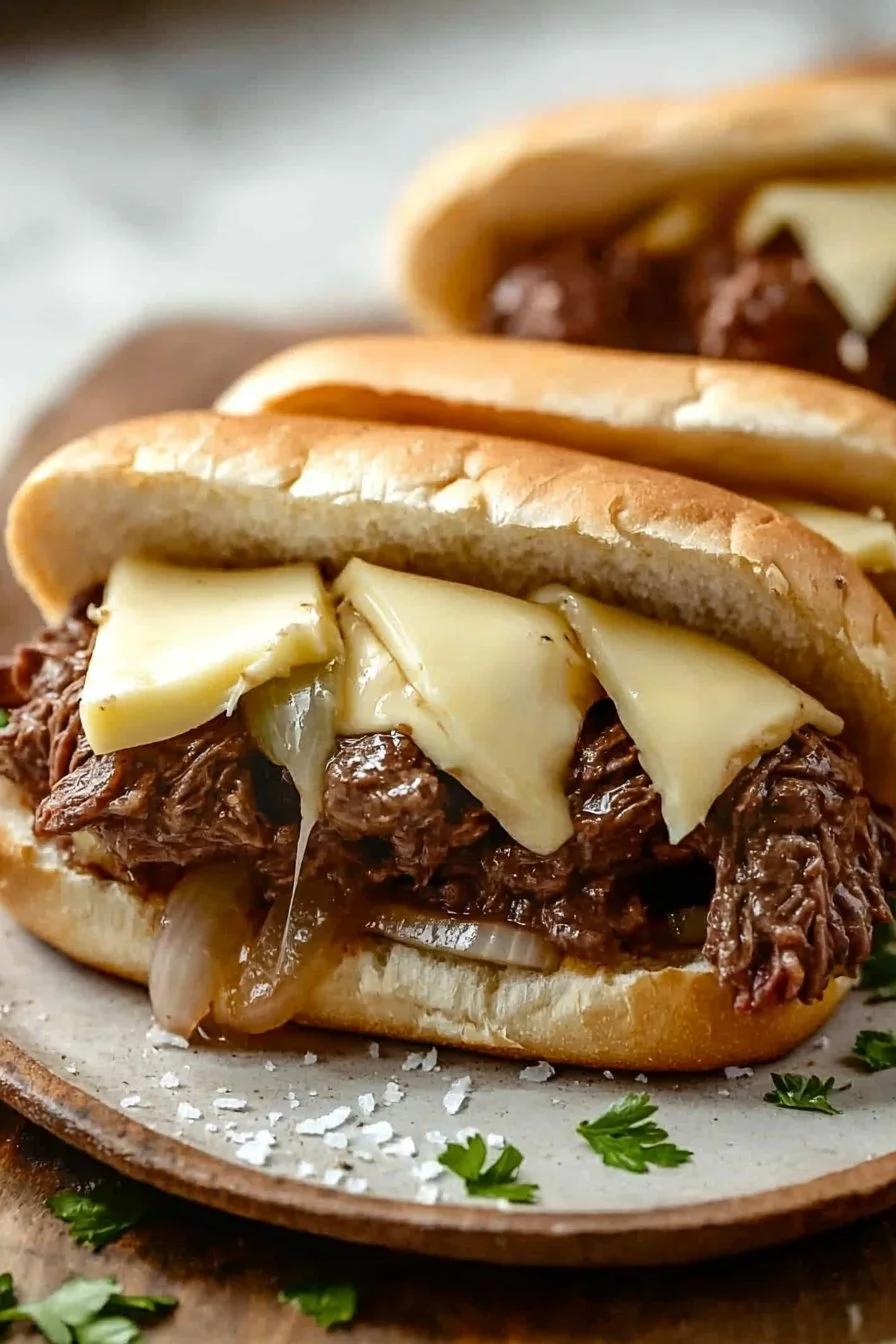 Slow Cooker Beef and Cheese Sandwich
