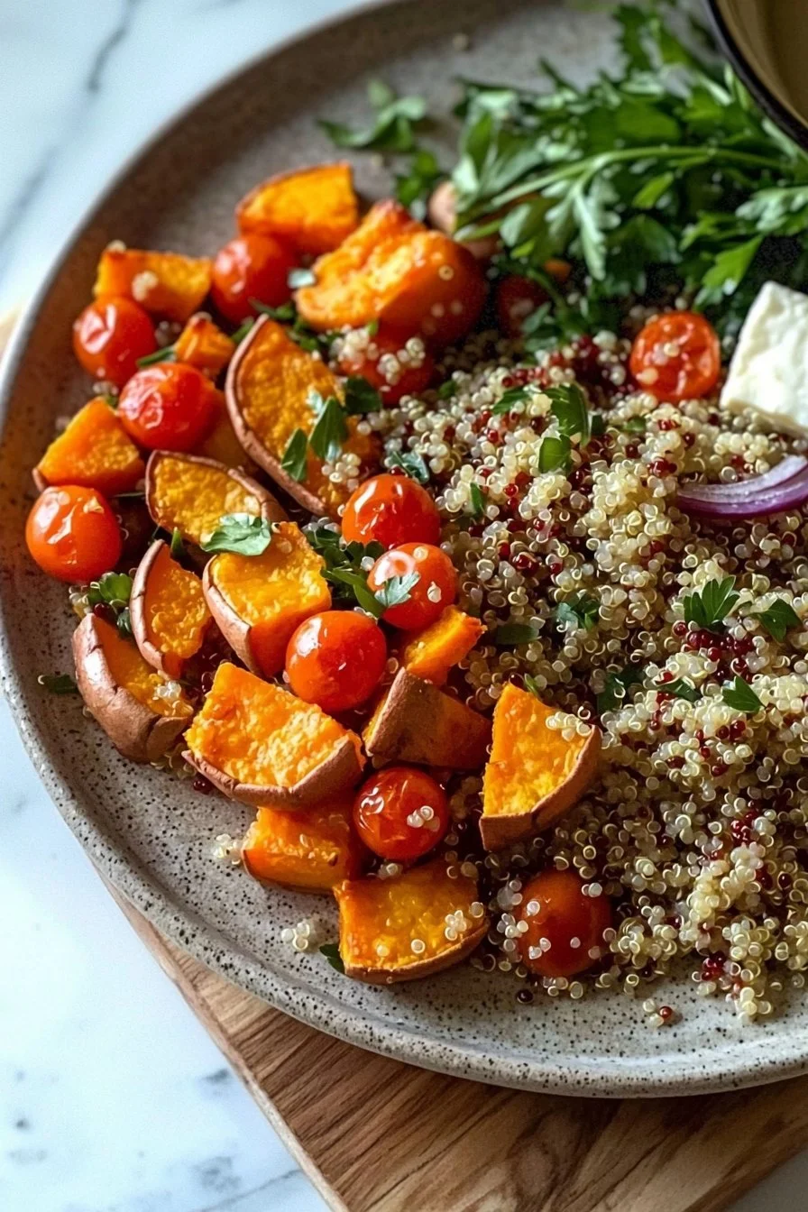 Warm Quinoa Salad & Roasted Sweet Potato