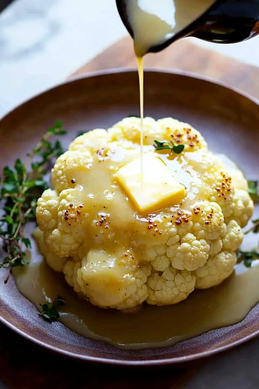 Whole Roasted Cauliflower with Butter Sauce